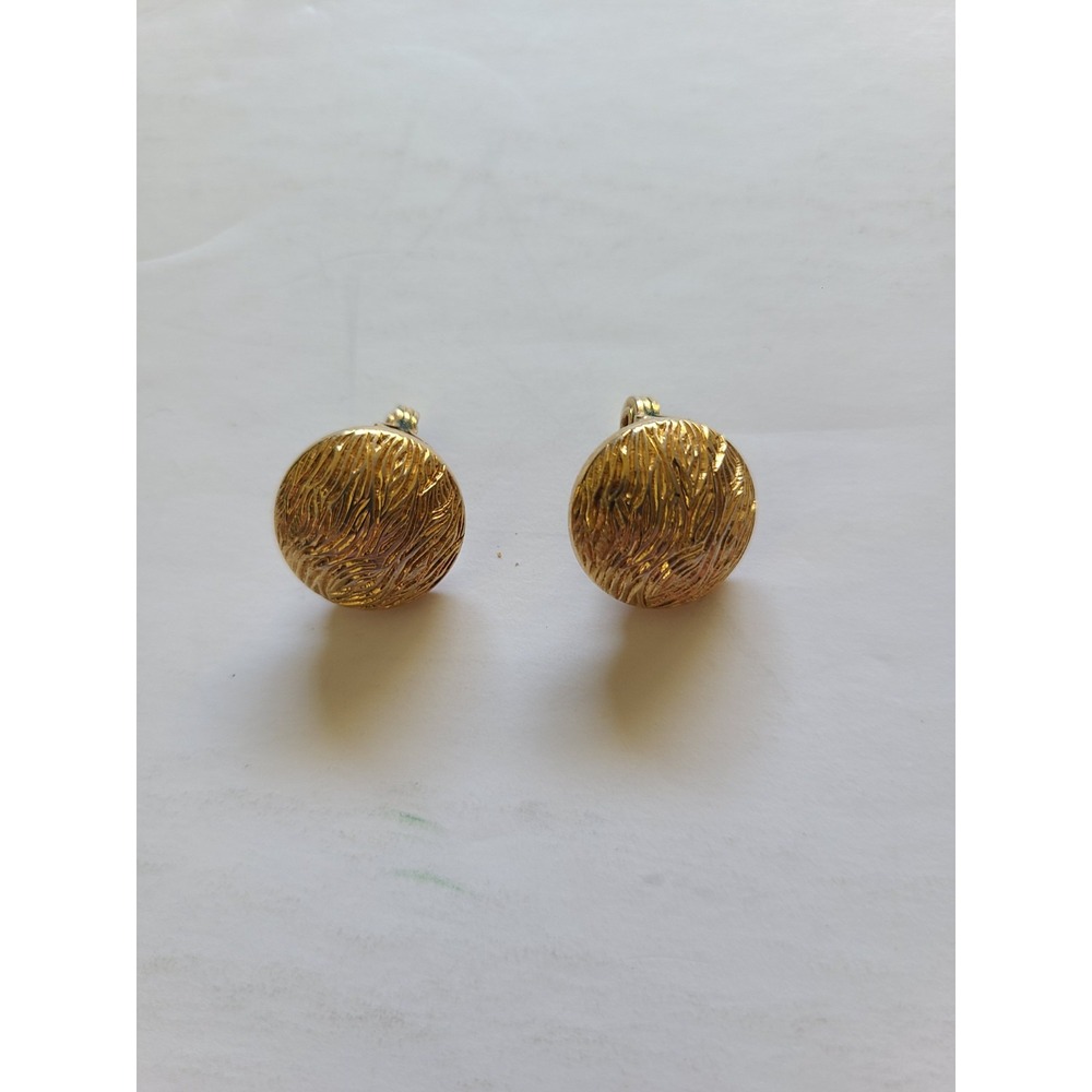 Monet Gold Tone Textured Round Shaped Clip On Earrings